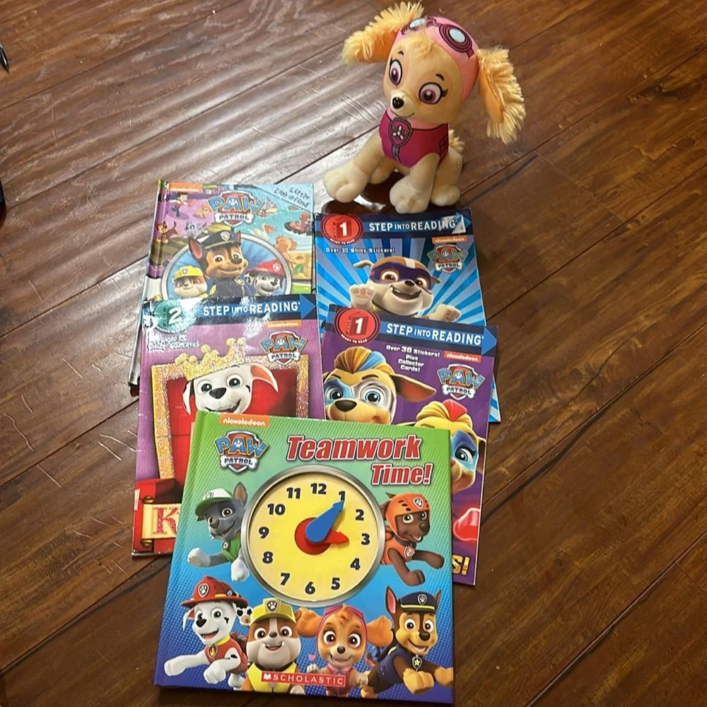 Paw Patrol Book Bundle Look & Find Step Into Reading + Plush Lot